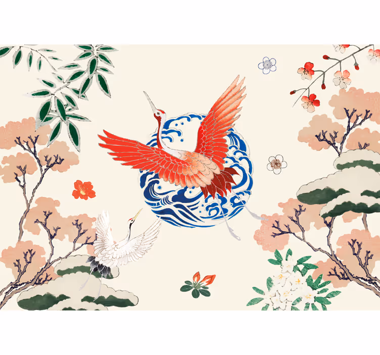 Fotobehang dieren majestueuze rode kraanvogel - TenStickers