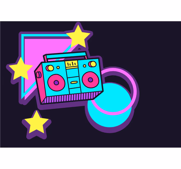Fotobehang muziek retro boombox elementen - TenStickers