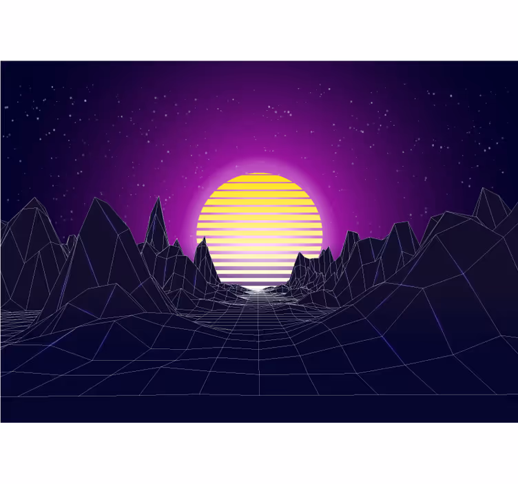 Abstract fotobehang geometrische bergzonsondergang - TenStickers