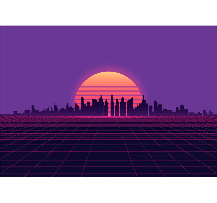 Fotobehang steden en landen zonsopgang stad silhouet - TenStickers