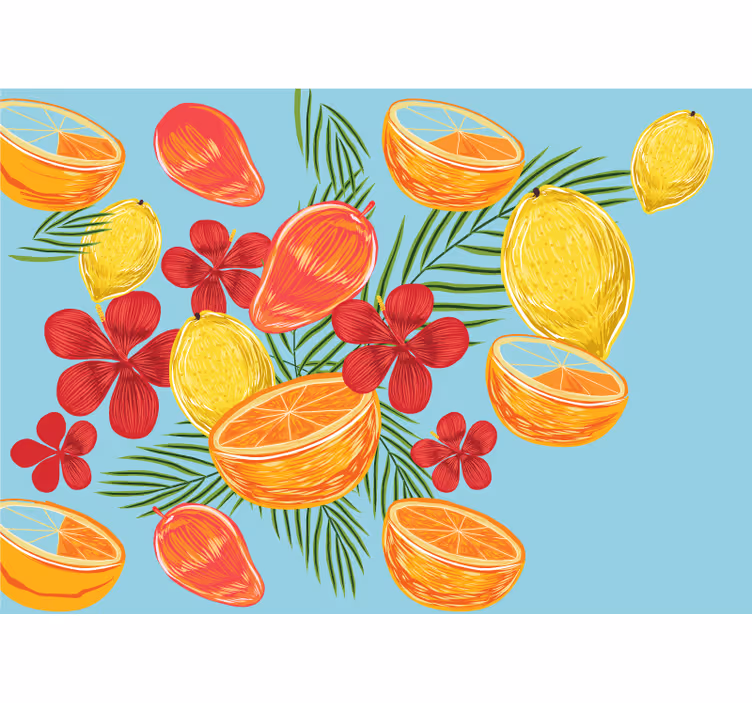 Fotobehang bloemen tropisch fruit arrangement - TenStickers