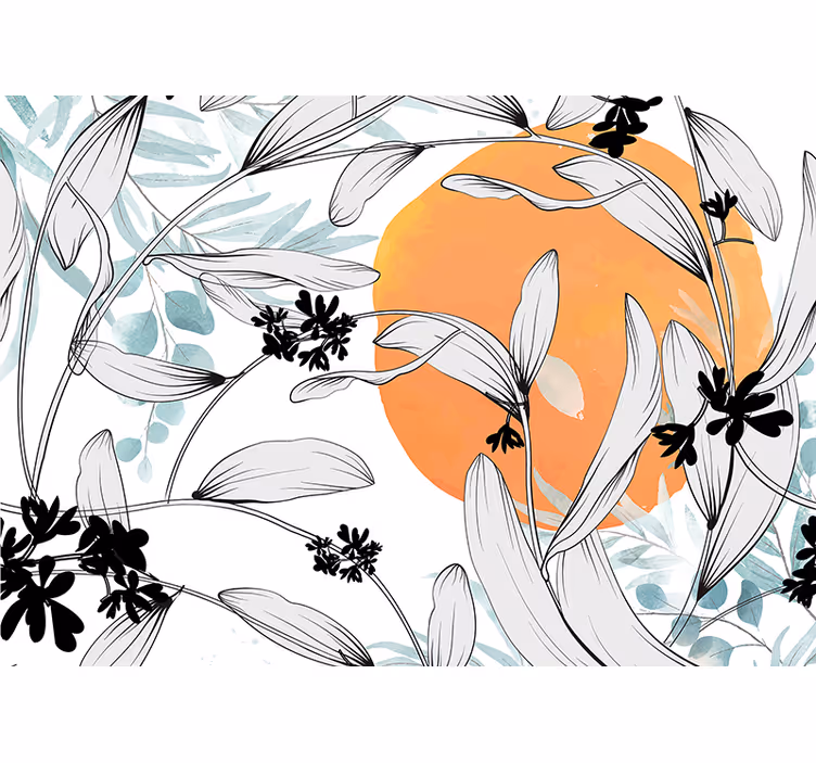 Fotobehang bloemen botanische bladpatronen - TenStickers