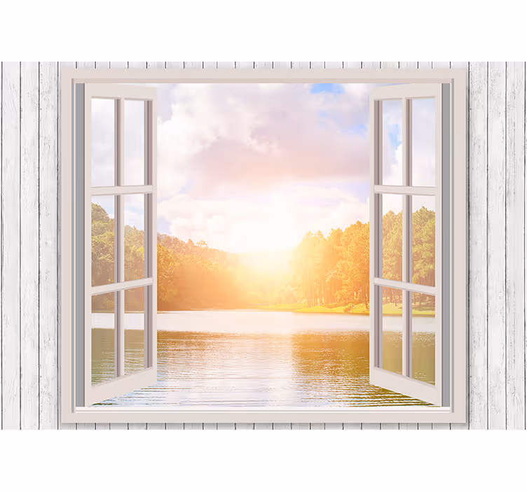 Fotobehang natuur zonsopgang boven het meer - TenStickers