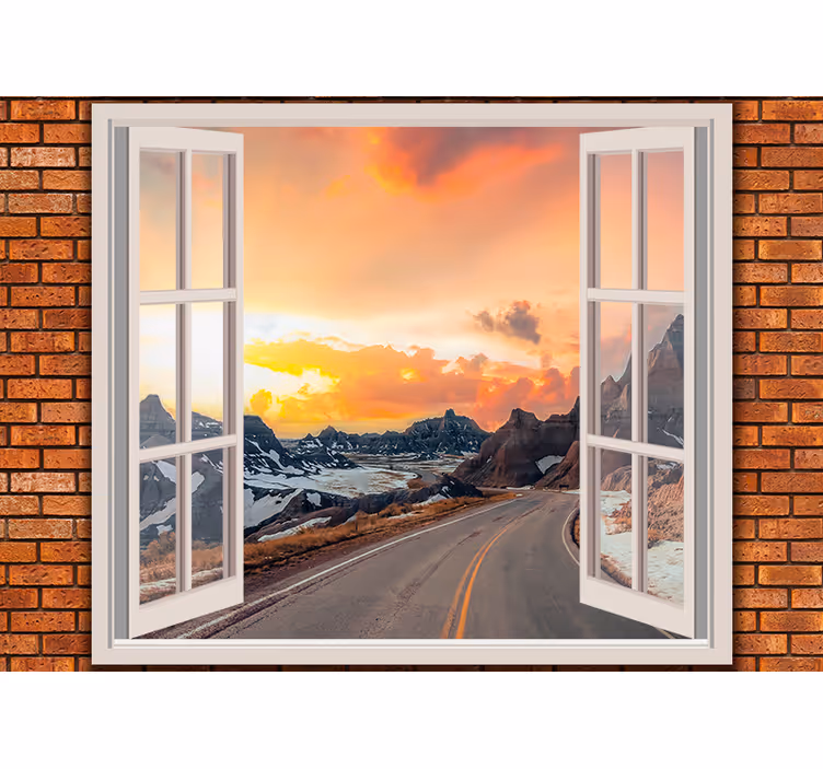 Fotobehang landschap bergschemering perspectief - TenStickers