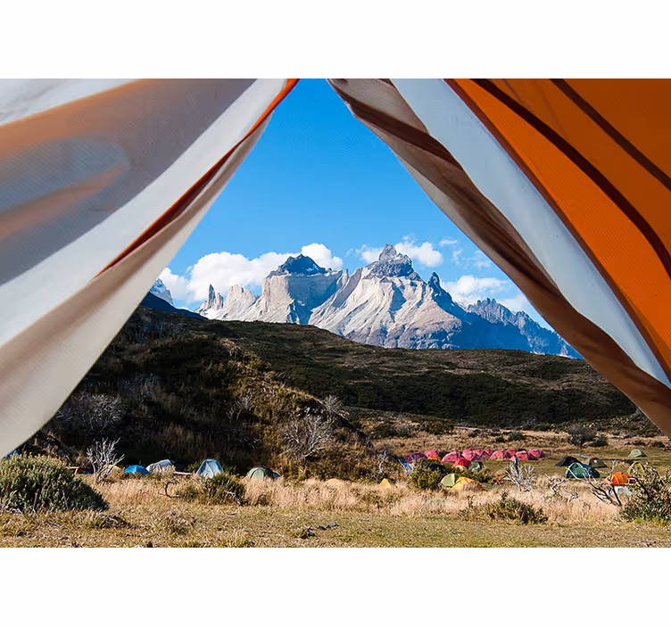 Fotobehang landschap bergzicht canvas - TenStickers