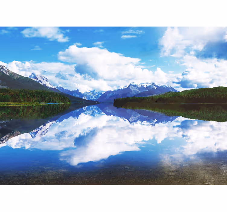 Rustige bergreflectie fotobehang landschap - TenStickers
