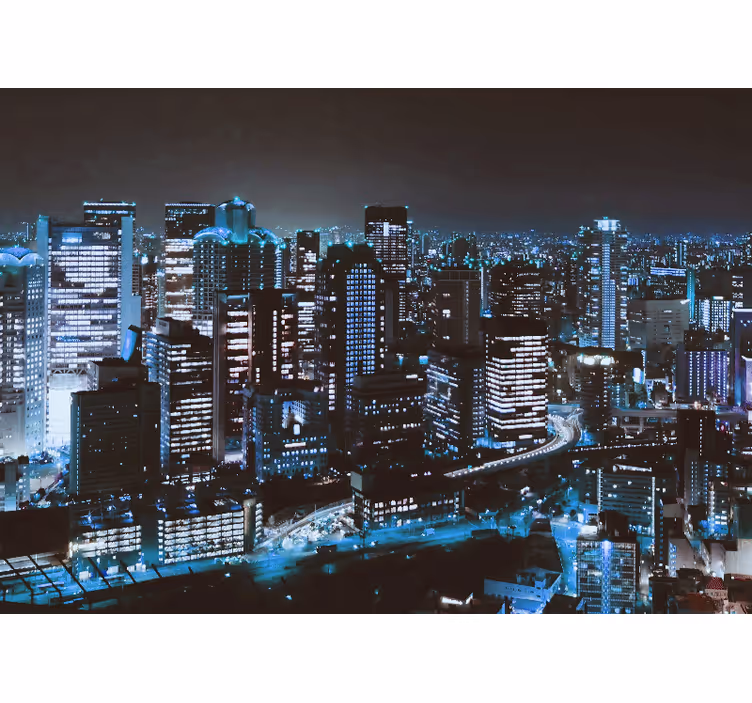Fotobehang steden en landen nachts stedelijke skyline - TenStickers