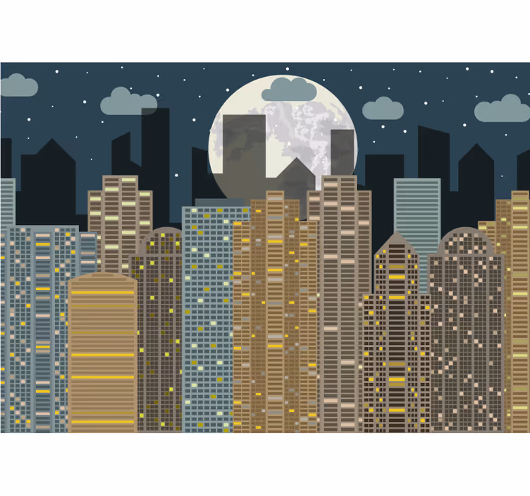 Fotobehang steden en landen urban horizon nacht - TenStickers