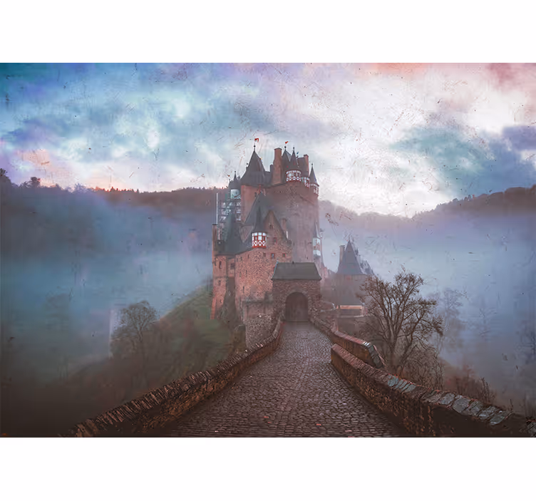 Fotobehang steden en landen mystiek kasteel landschap - TenStickers