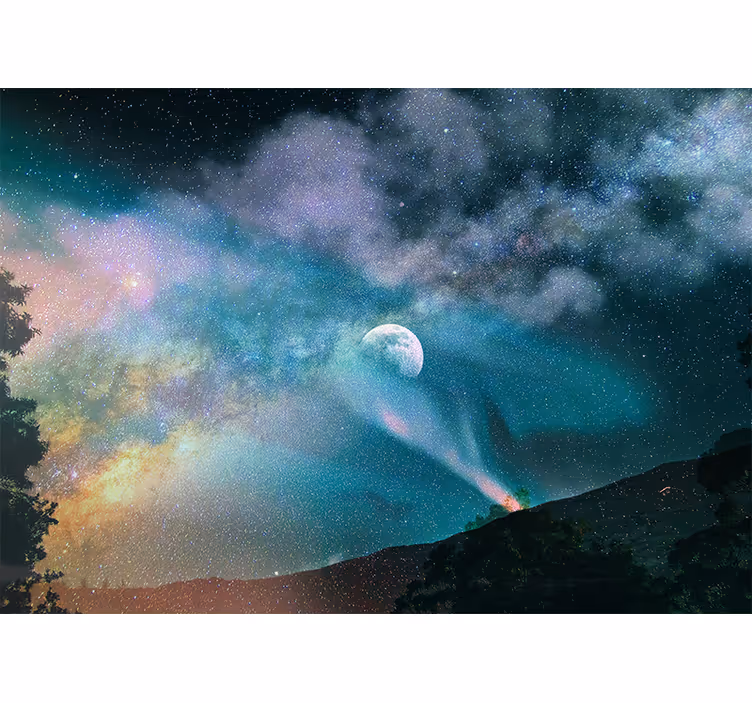 Hemelse maanlichtnevel foto behang ruimte - TenStickers