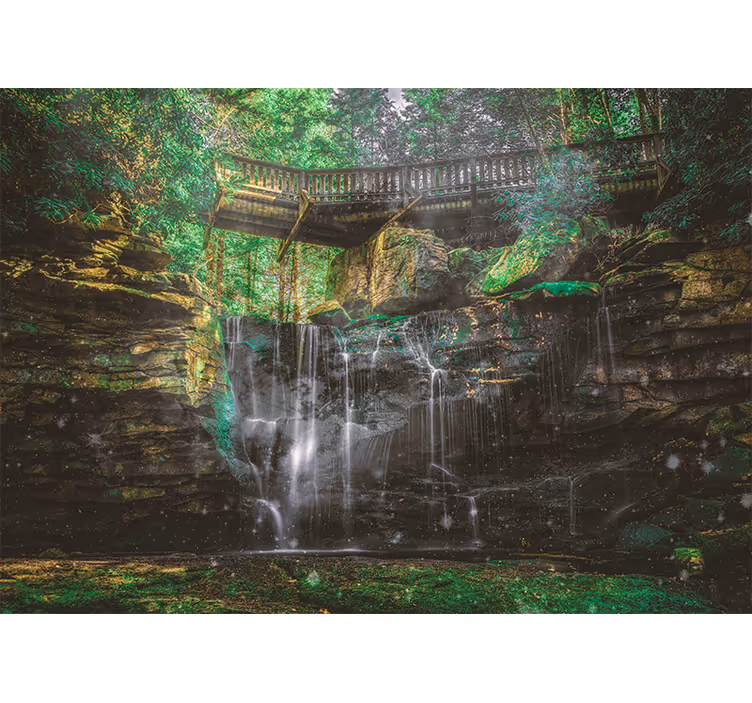 Fotobehang landschap waterval uitzicht - TenStickers