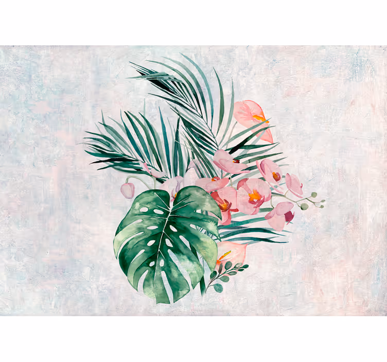 Fotobehang bloemen tropische bloemenarrangement - TenStickers
