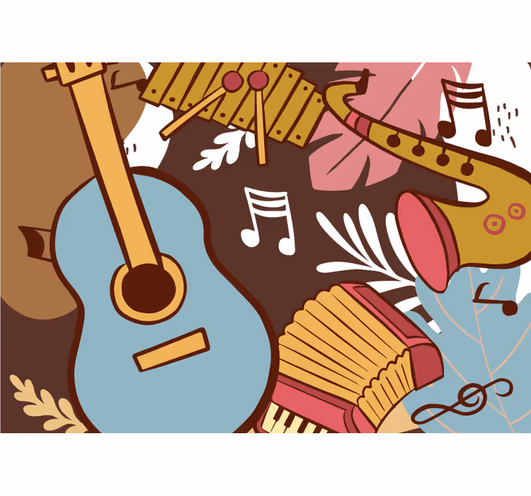 Fotobehang muziek muziekinstrumenten arrangement - TenStickers
