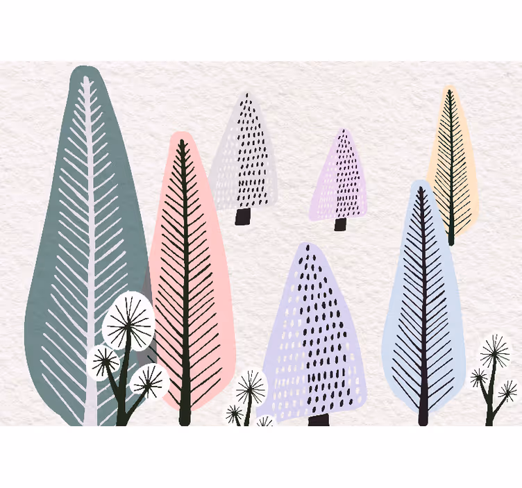 Bomen fotobehang met decoratieve bladmotieven - TenStickers