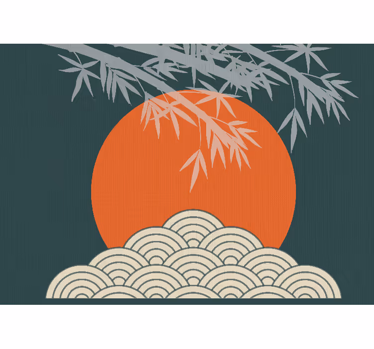 Foto behang natuur bamboe en zonsondergang - TenStickers