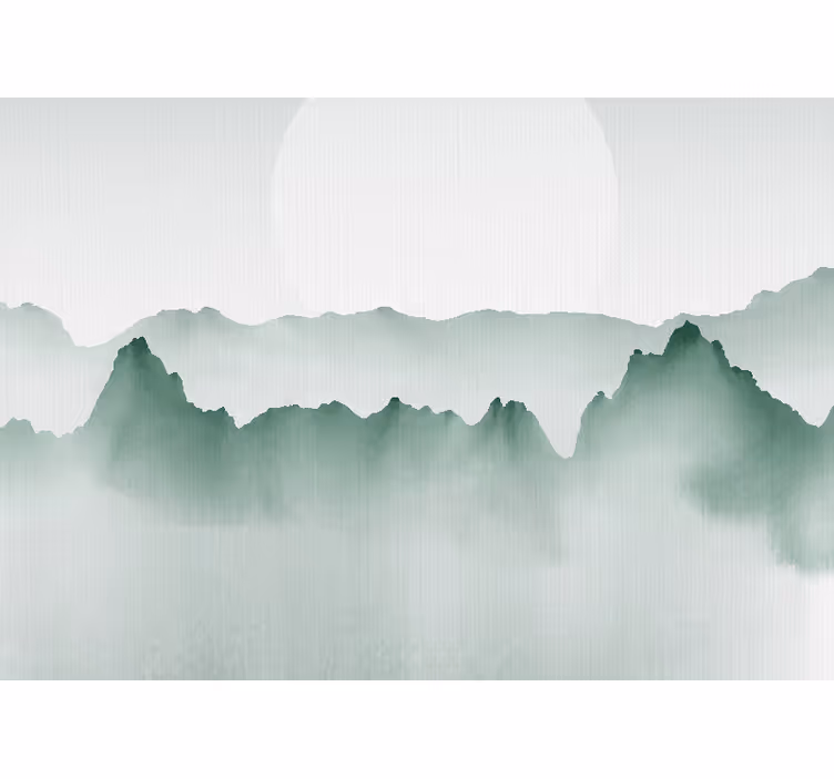 Foto behang natuur bergsilhouet scène - TenStickers
