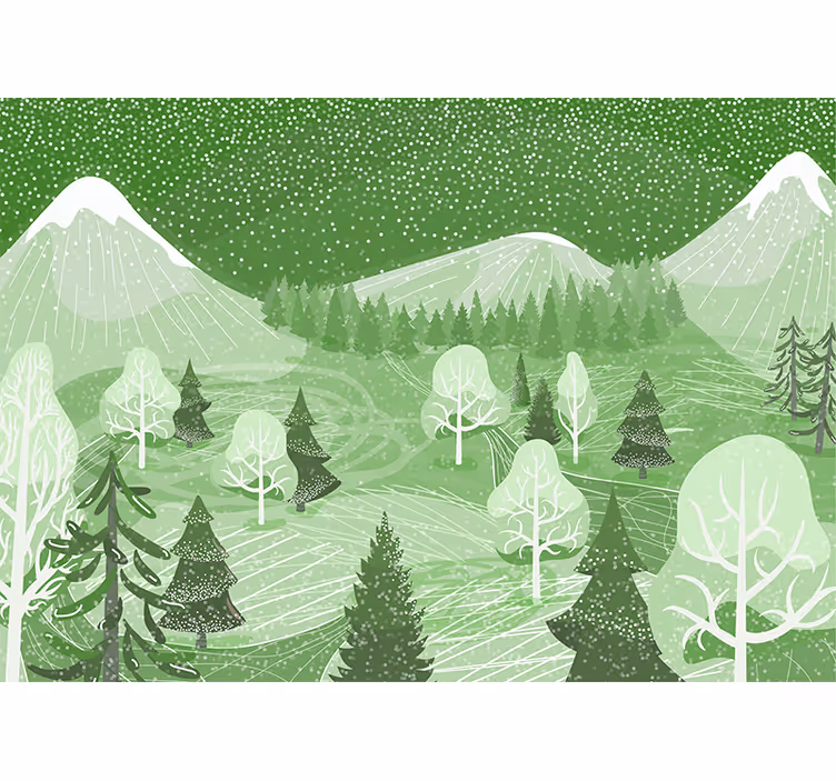 Fotobehang natuur bergbos uitzicht - TenStickers