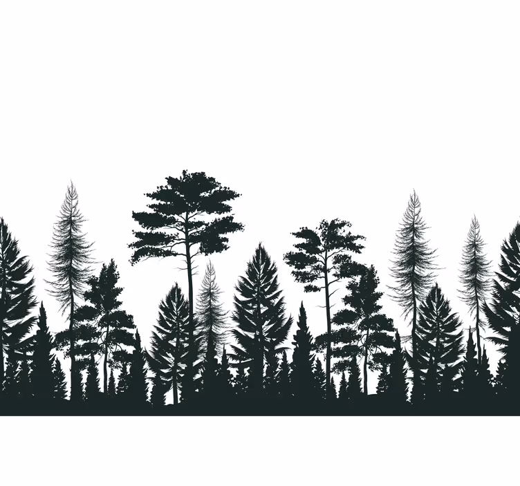 Foto behang natuur silhouet van groene bomen - TenStickers