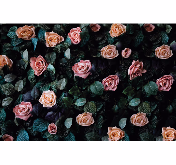Fotobehang bloemen rozen en loof - TenStickers