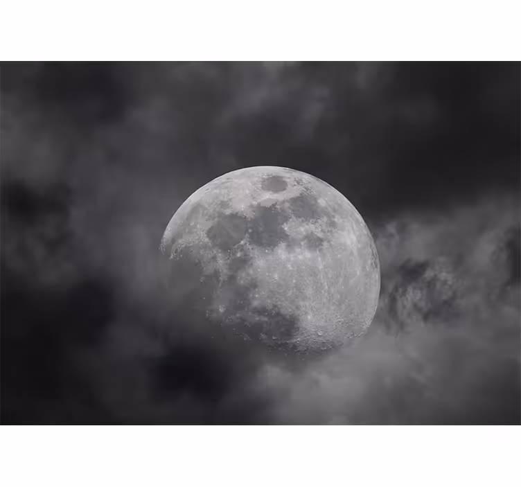 Foto behang ruimte luminous maansilhouet - TenStickers
