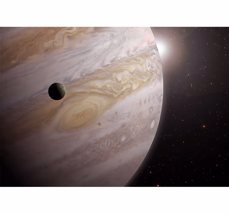 Jupiter en de maan foto behang ruimte - TenStickers