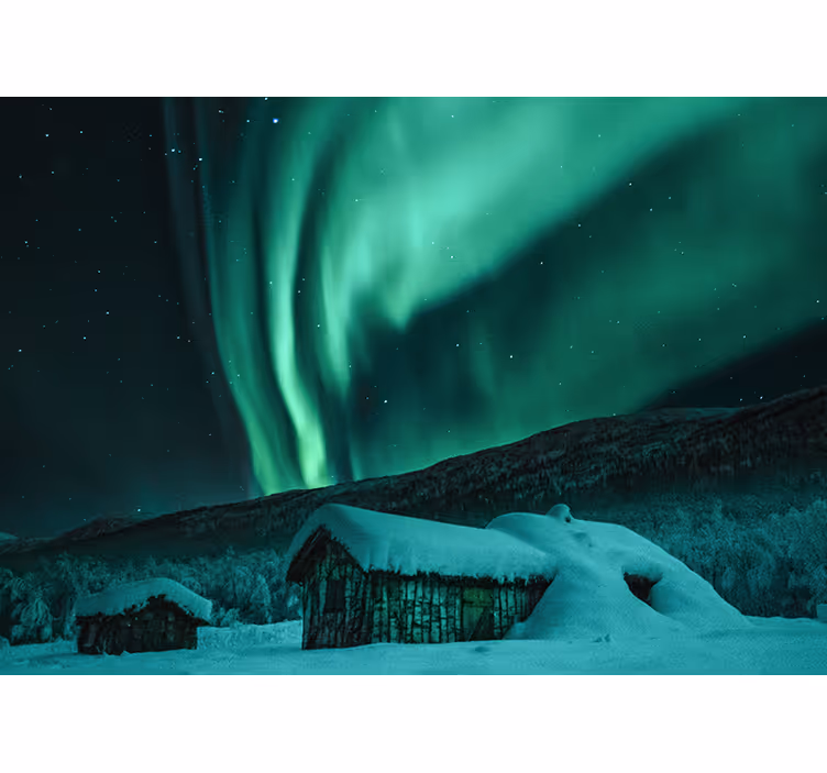 Foto behang bergen sneeuwlandschap aurora - TenStickers