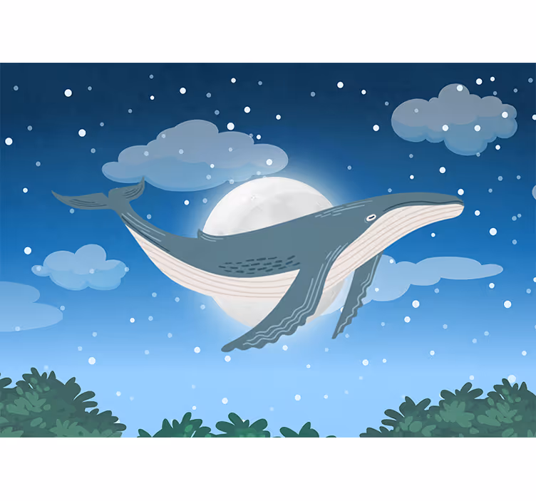 Fotobehang dieren walvis onder het maanlicht - TenStickers