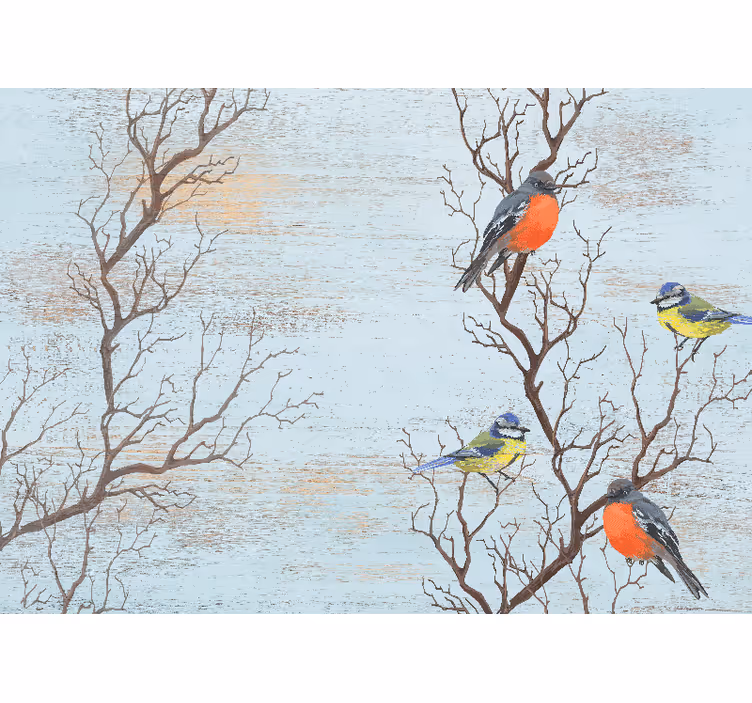 Fotobehang dieren vogels op takken - TenStickers