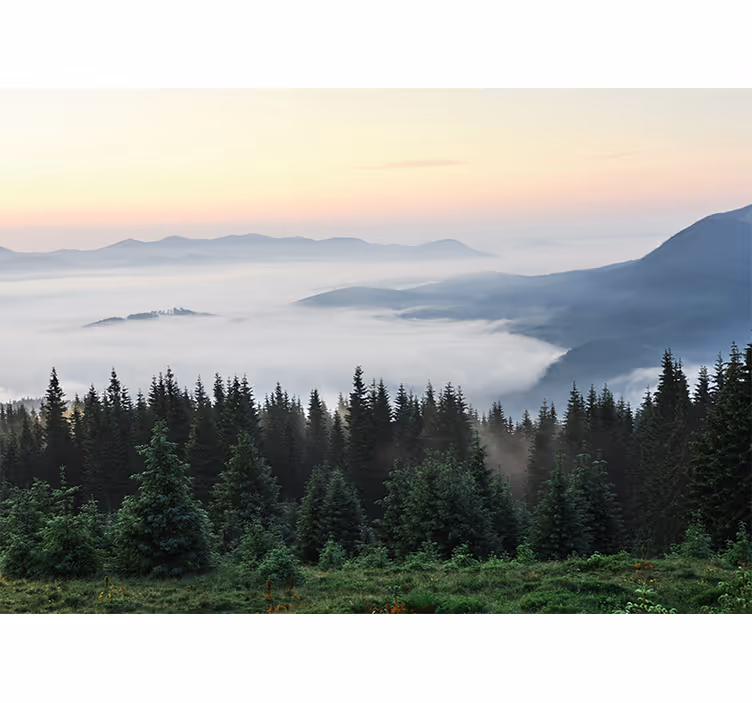 Fotobehang landschap rustige bergzicht - TenStickers