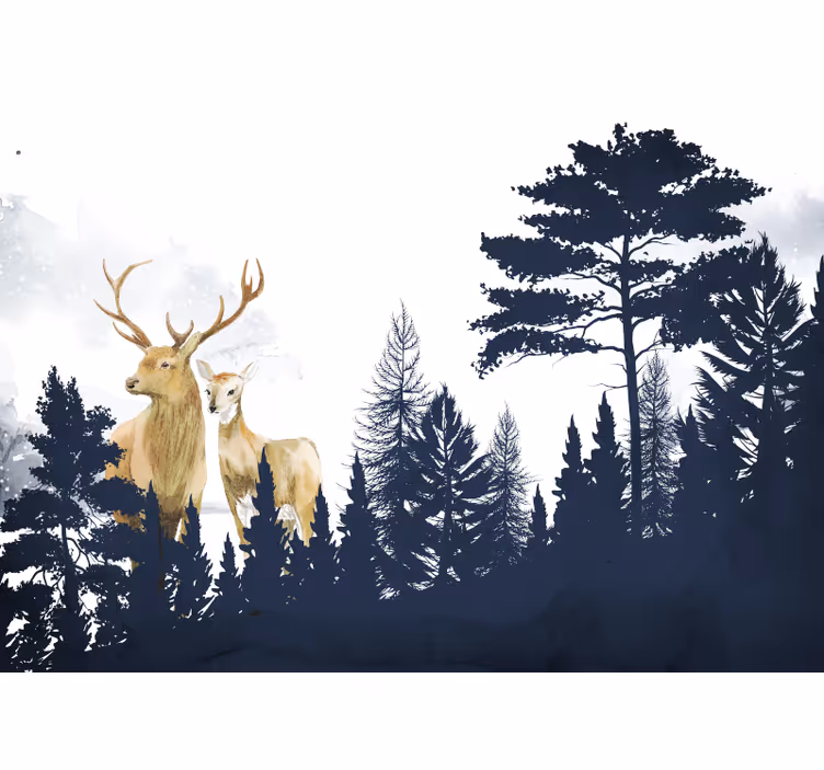 Behang bos majestueus hertenduo - TenStickers