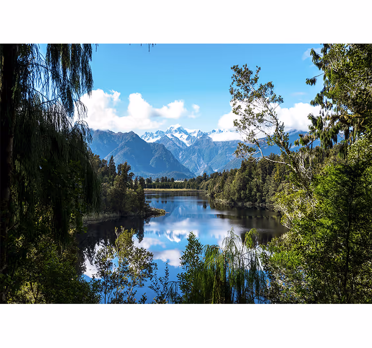Fotobehang landschap bergstroom perspectief - TenStickers