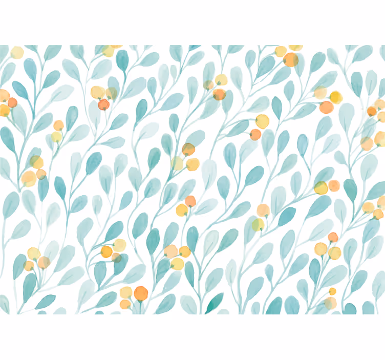 Fotobehang bloemen botanisch bladeren patroon - TenStickers