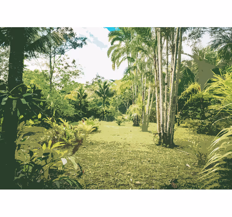Foto behang jungle weelderig tropisch landschap - TenStickers
