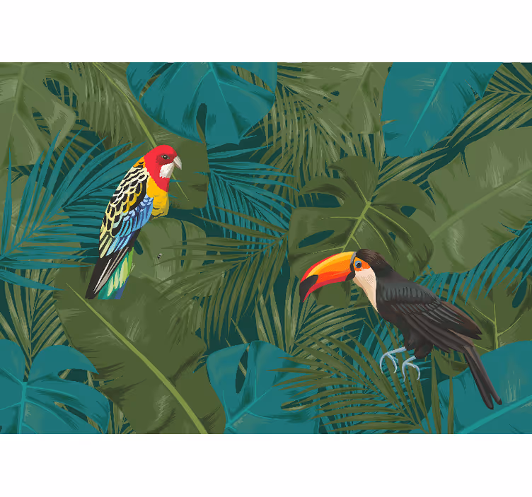 Fotobehang dieren tropische papegaaien weergave - TenStickers