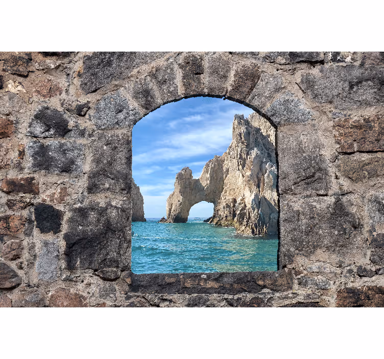 Rotsachtige boog uitzicht fotobehang strand - TenStickers
