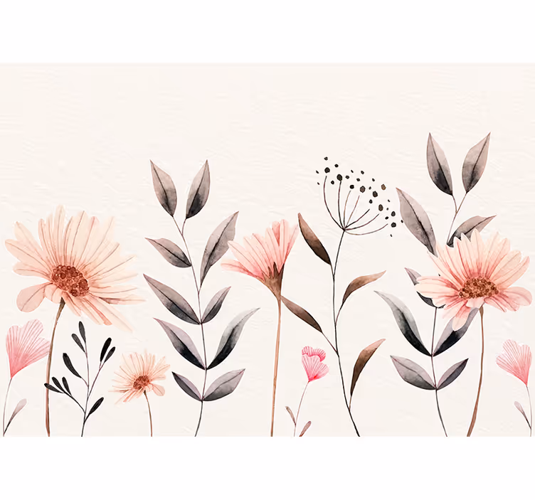 Delicate beige opstelling fotobehang bloemen - TenStickers