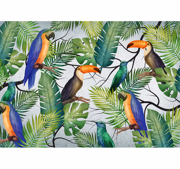 Fotobehang dieren tropisch vogels thema - TenStickers