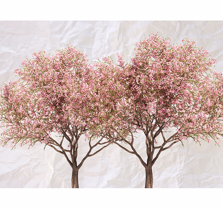 Bloeiende roze bomen bloemen slaapkamer behang - TenStickers