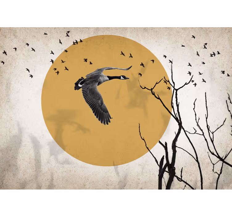 Fotobehang dieren vliegende gans silhouet - TenStickers