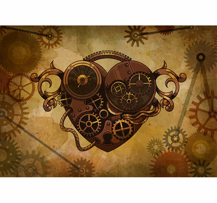 Hart klok mechanisme fotobehang liefde - TenStickers