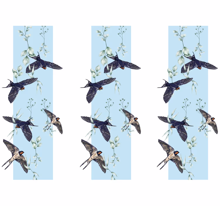 Fotobehang dieren zwaluwen en groene planten - TenStickers