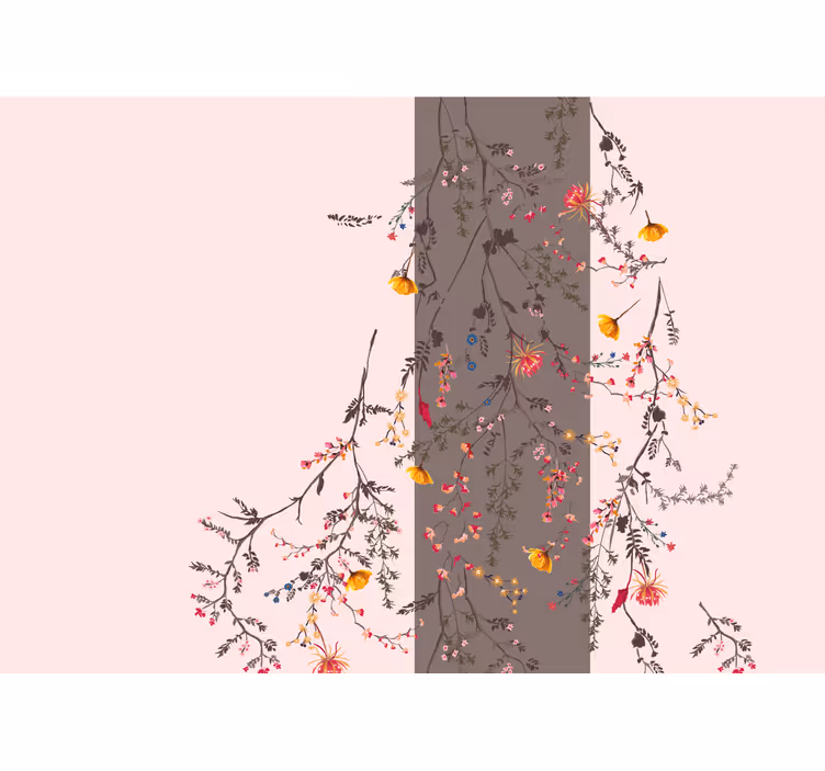 Silhouet van een bloementak fotobehang bloemen - TenStickers