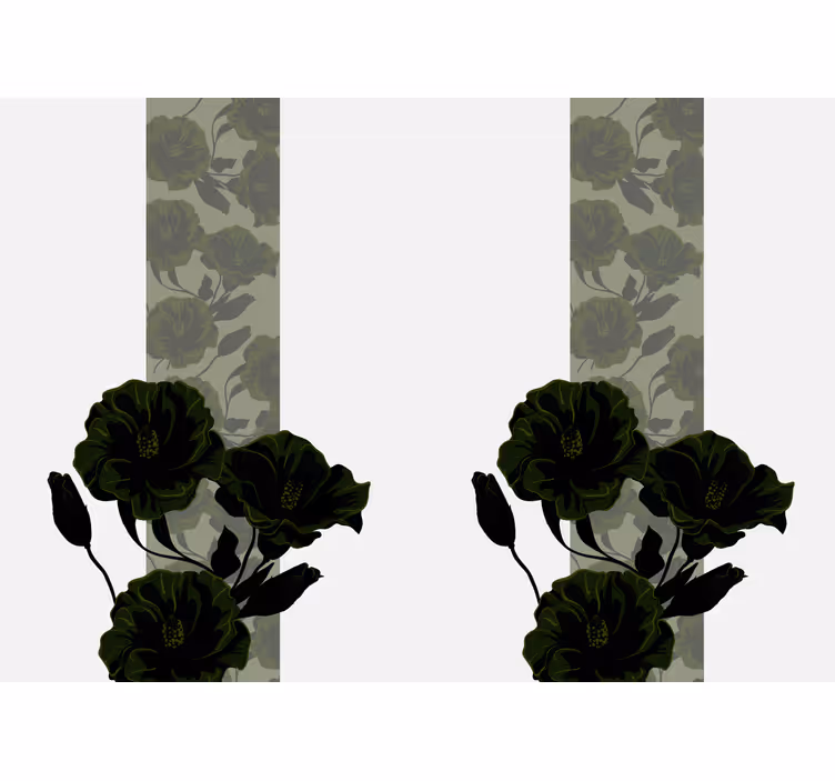 Fotobehang bloemen elegante zwarte bloemen - TenStickers