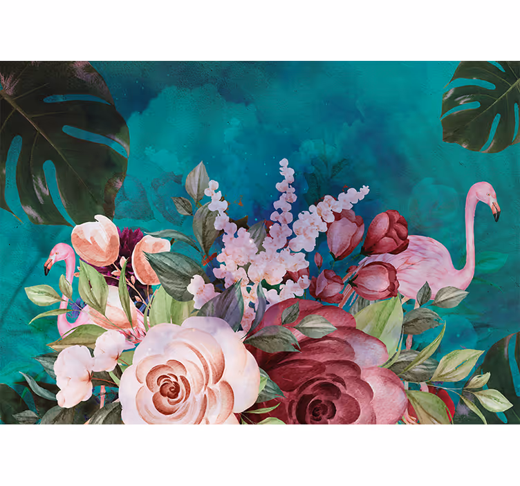 Fotobehang bloemen flamingo bloemen display - TenStickers
