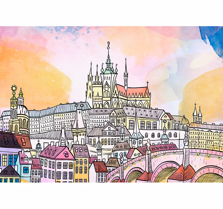 Fotobehang steden en landen kasteel van praag uitzicht - TenStickers