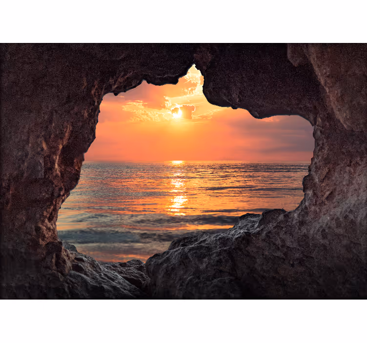 Fotobehang landschap zee zonsondergang uitzicht - TenStickers