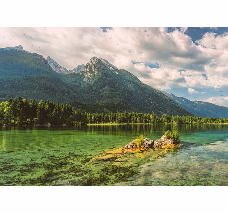 Fotobehang landschap bergmeer reflectie uitzicht - TenStickers