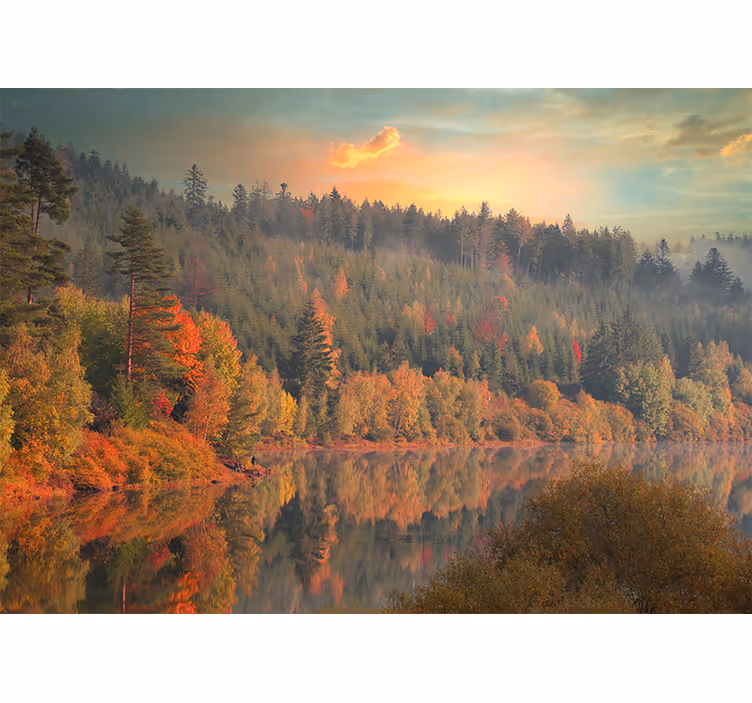 Fotobehang landschap serene herfstreflectie - TenStickers