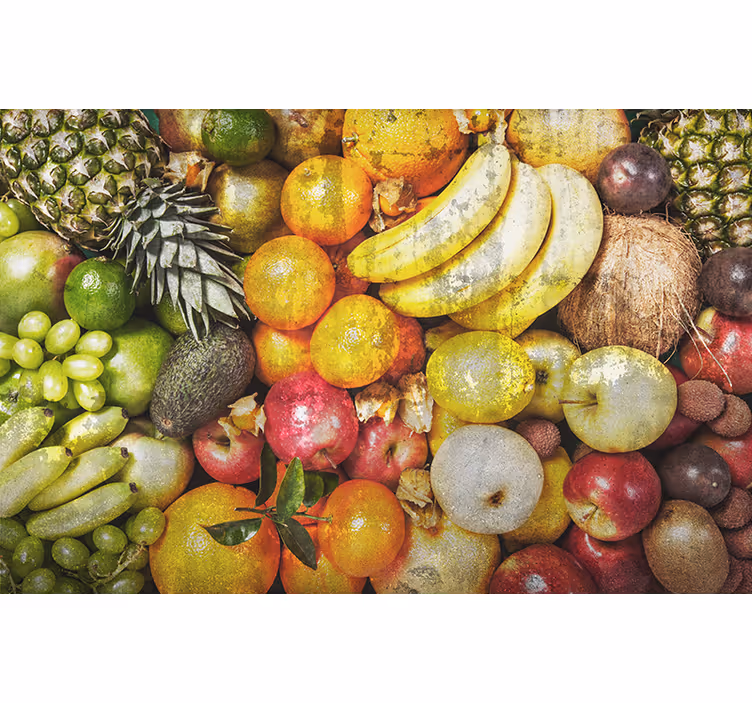 Fruit op beton Fotobehang stenen muur - TenStickers