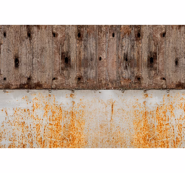 Metaal en hout afschaven fotobehang gras - TenStickers